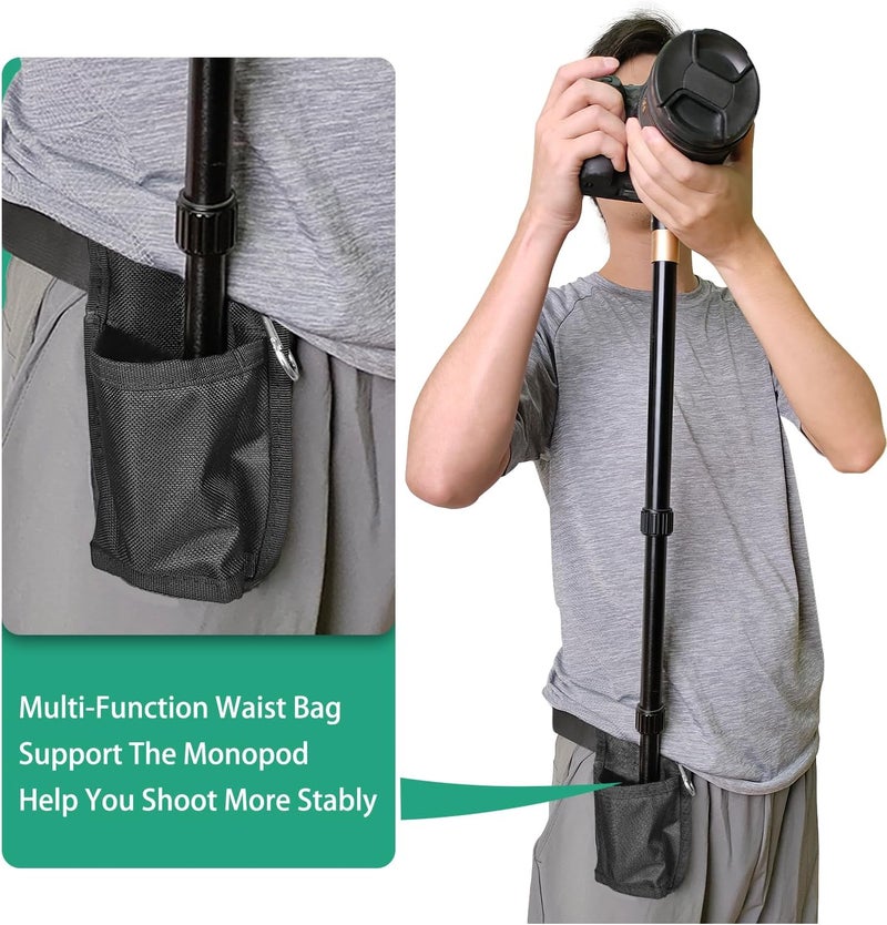 Rigych Monopod Handle Adapter Set Walking Stick Cane Handle with Monopod Waist Bag for Trekking Hiking Climbing Photography - Image 4